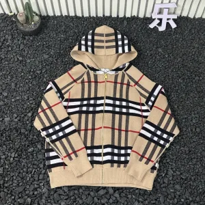 Luxury Burberry Outerwear Red Wool Cashmere Jacquard Retro British Winter Loose Cut