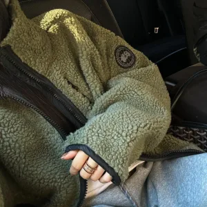 Designer Canada Goose Jacket Red Wool Lambswool Winter