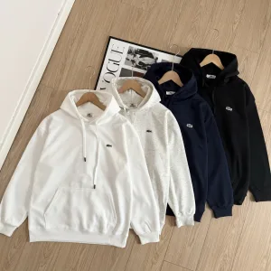 AAA Designer Lacoste Hoodie Blue Cotton Fleece Autumn Winter And Even Stitching