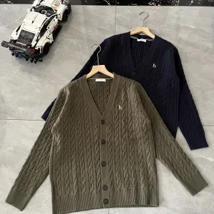 Designer Luxury Hazzys Short-Sleeved Shirts Red Cable Knit Autumn Winter And