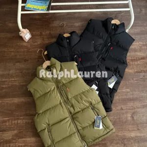 Super Clone Luxury Ralph Lauren Sweater Red Down Nylon Jacquard Outdoor Windproof Winter Embroidery Zippered Pocket