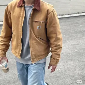Super Clone Carhartt Coat Red Eva Cotton Pure Corduroy Easy To Match Sophistication Patch