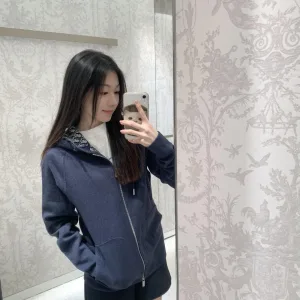 AAA Super Clone Dior Jackets Blue Cashmere Jacquard Simple And Elegant Autumn Winter Pattern