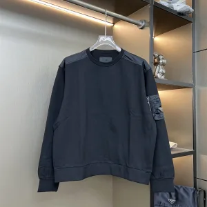 Luxury Prada Sweatshirt Ash Cotton Silk Nylon Fleece Patch
