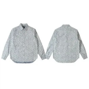 Super Clone Dior Long-Sleeved Shirts Red Jacquard Denim
