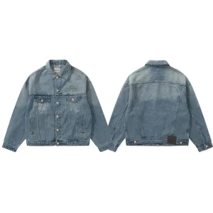 High Quality Luxury Prada Coat Blue Cotton Pure Top-Grain Cowhide Denim Sophistication Embroidery