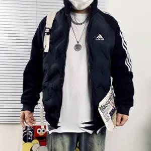 Super Clone Adidas Jacket Red Down Exquisite Workmanship Street Style Embroidery