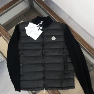 Designer Monk Coat Red Wool Goose Down Polyester Fiber Woven Fabric Sophistication Autumn Winter Patch Work Pockets Patchwork
