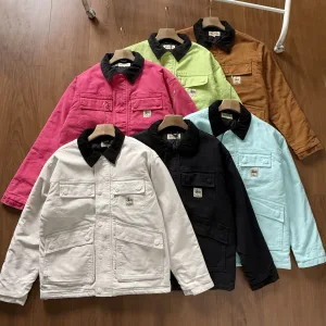 Reps AAA Stussy Outerwear Red Cotton Twill Streetwear Skateboarding Spring Autumn