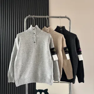Designer Stone Island Coat Ash Wool Blend Autumn Winter And