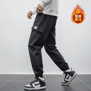Luxury AAA North Trousers Red Cotton Fleece Twill Fabric Breathable And Not Stuffy Spring Autumn Winter Side Pockets