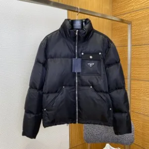 Luxury Prada Coat Black Goose Down Nylon Fabric Sophistication