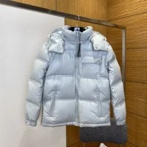 High Quality Prada Down Jacket Blue Goose Nylon Fabric