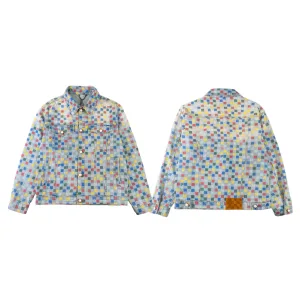 Designer Luxury Louis Vuitton Outerwear Blue Jacquard Denim Exquisite Tailoring