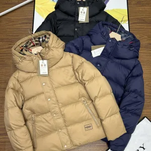 High Quality Super Clone Burberry Down Jacket Black Feather Winter