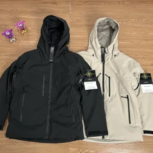 AAA High Quality Stone Island Down Jacket Red Cotton Wool Lace High-Density Fabric Exquisite Workmanship Street Style Embroidery