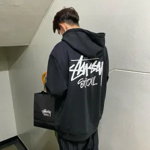 Reps High Quality Stussy Hoodie Red Cotton Pure Ribbed Fabric Relaxed Fit Autumn Winter