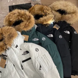Super Clone The North Face Outerwear Red Down Mink Fur Mesh Embroidery Patch