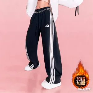 Luxury Designer Adidas Pants Red Fleece Winter