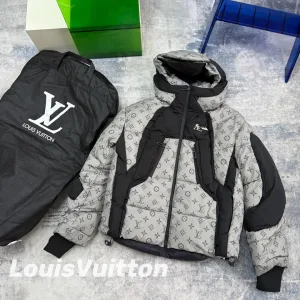 High Quality Super Clone Louis Vuitton Down Jacket Red Winter Patch