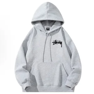 Reps Designer Stussy Hoodie Red Cotton Pure Fleece Ribbed Fabric Winter