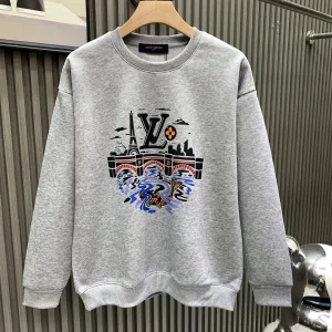 Super Clone Luxury Louis Vuitton Hoodies Silver Cotton Pure Velvet Autumn Winter