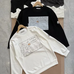 Designer Reps Moncler Sweatshirt Ash Cotton Spring Autumn Winter Crisp Silhouette Patch