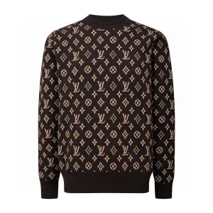 Super Clone Designer Louis Vuitton Sweater Brown Wool Jacquard