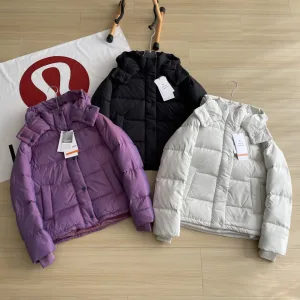 High Quality Lululemon Coat Red Goose Down Simple Design Winter Zippered Pocket