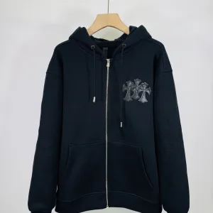 High Quality Chrome Hearts Outerwear Ash Silk Fleece Autumn Winter Embroidery