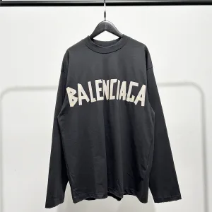 Reps Balenciaga Long-Sleeved Shirts Red Cotton Pure Rubber Neckline Stitching
