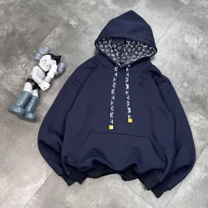 High Quality Luxury Louis Vuitton Hoodie Blue Cotton Pure Fleece