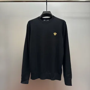 Luxury Super Clone Versace Long-Sleeved Sweater Ash Wool Blend Embroidery