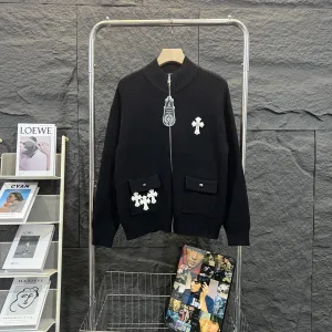 Super Clone Chrome Hearts Coat Red Cotton Pure Street Style Understated Luxury Embroidery