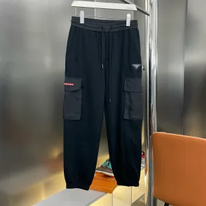 Super Clone Prada Casual Pants Black Fleece