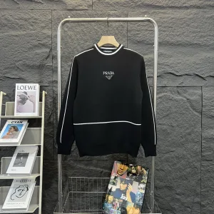 Designer Reps Prada Sweater Black Embroidery
