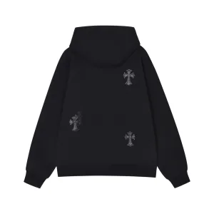 Reps High Quality Chrome Hearts Hoodies Red Cotton Cashmere Embroidery Leather Patch