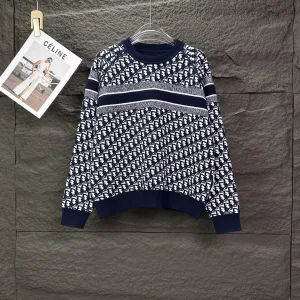 Designer High Quality Dior Sweater Blue Cashmere
