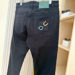 Reps High Quality Loewe Jeans Black Denim Slim Fit Embroidery