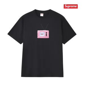 Luxury AAA Supreme Short-Sleeved Shirts Red Cotton Combed