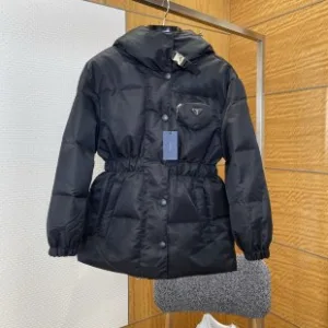 AAA Prada Down Jacket Black Nylon Fabric Slim Fit