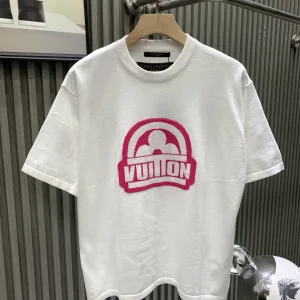 AAA Designer Louis Vuitton Short-Sleeved T-Shirt Pink Cotton Pure Jacquard Ribbed Fabric Simple And Elegant Spring Summer