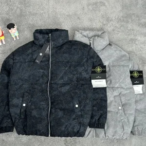Super Clone Stone Island Cotton-Padded Coat Red Polyester Ribbed Fabric Exquisite Workmanship Street Style Winter