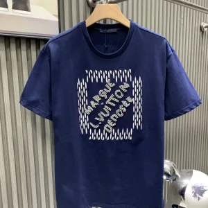 Designer AAA Louis Vuitton T-Shirt Red Cotton Long-Staple Combed Silk Polyester Velvet Rubber Lace Spring Summer Embroidery