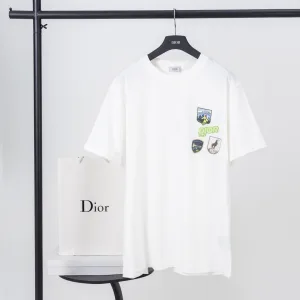 Designer Dior Short-Sleeved T-Shirt Red Cotton Spring Patch