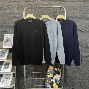 Luxury Ralph Lauren Sweatshirt Red Wool Lambswool Jacquard