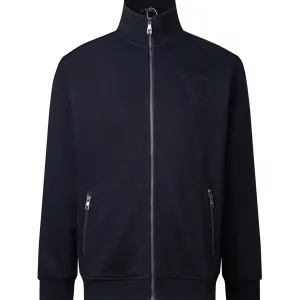 Super Clone Designer Louis Vuitton Coat Black Fleece Ribbed Fabric Embroidery