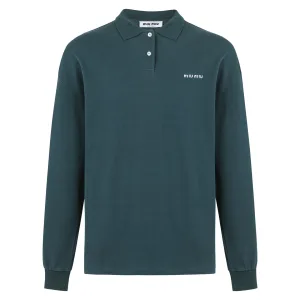 Designer Miu Polo Shirt Ash Cotton Piqu Embroidery