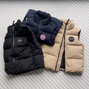 Luxury Canada Goose Vest Red Duck Down Nylon Suede Spring Autumn Winter Zippered Pocket