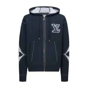 AAA Louis Vuitton Cardigan Blue Cotton Pure Jacquard Pattern Embroidery